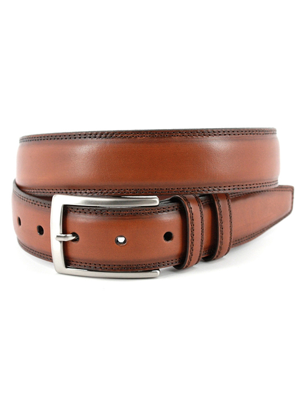 Walnut Hand Stained Italian Kipskin Men's Belt | Torino Leather Dress ...