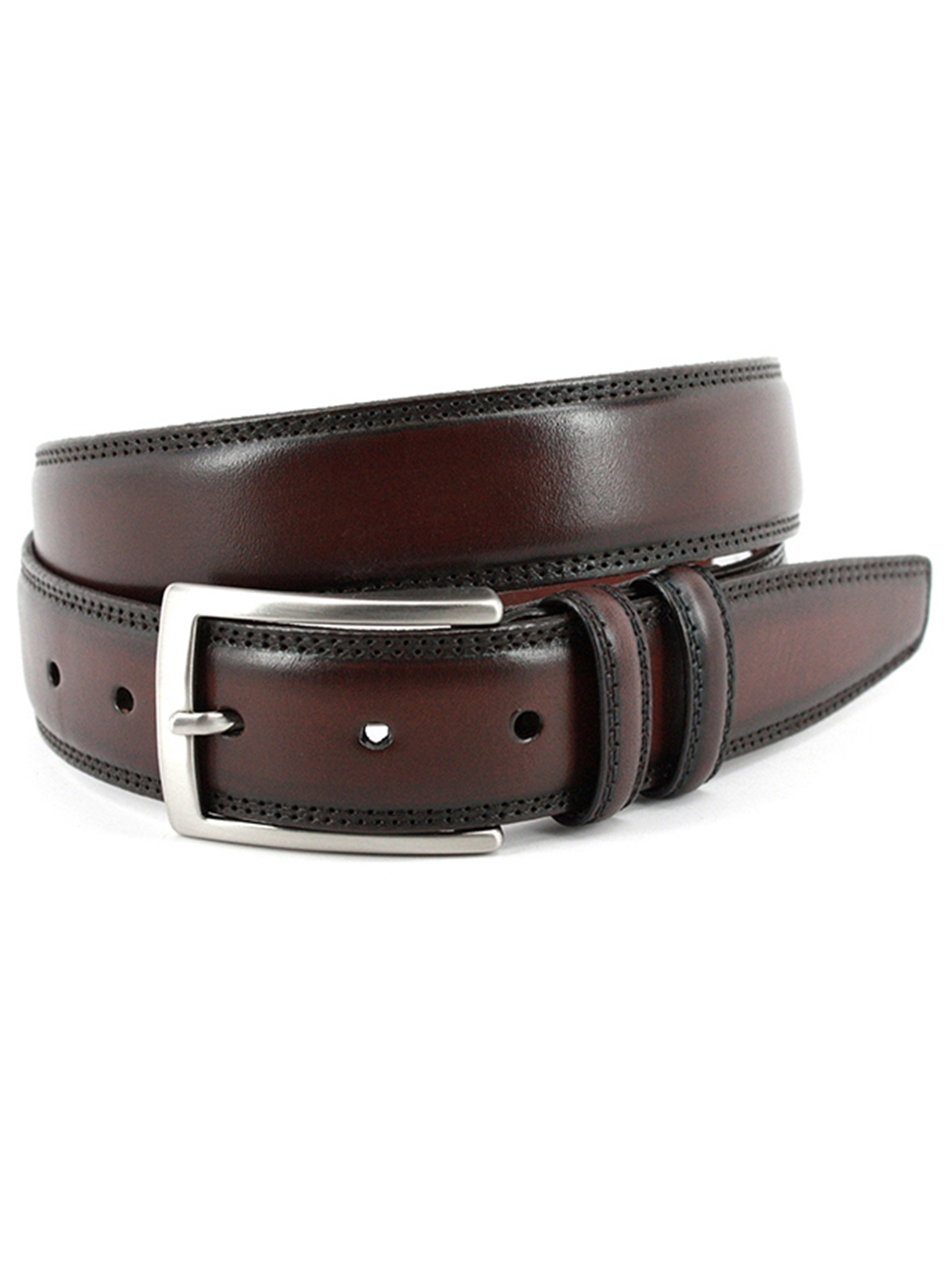 Espresso Hand Stained Italian Kipskin Men's Belt | Torino Leather Dress ...