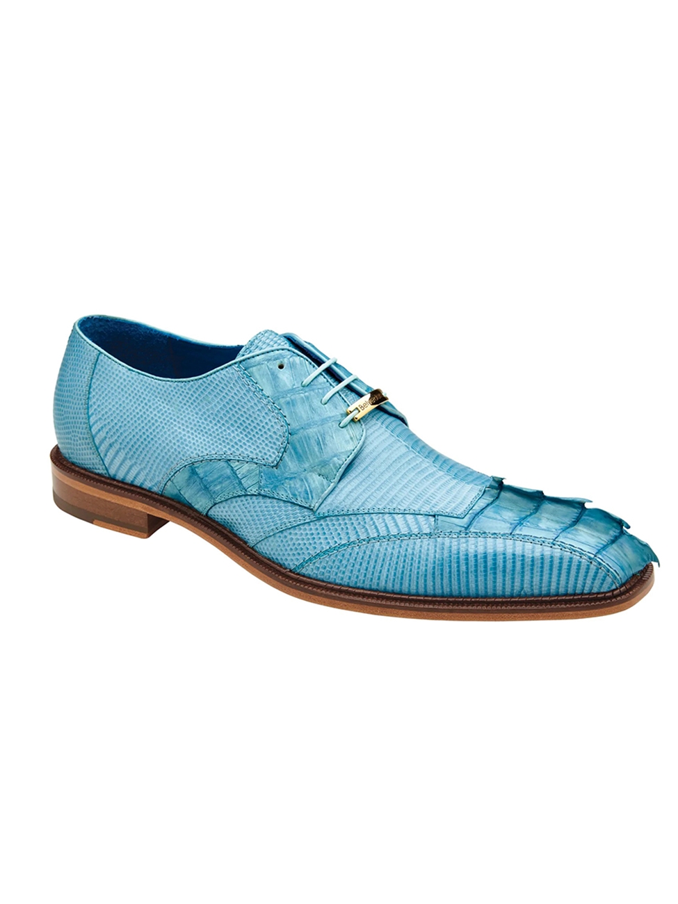 Belvedere Valter Summer Blue Genuine Caiman Crocodile and Lizard Dress Shoes