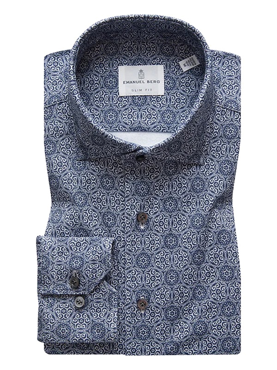 White & Navy Geometric Modern 4Flex Stretch Knit Shirt | Emanuel Berg Sport  Shirts | Sam's Tailoring Fine Men Clothing