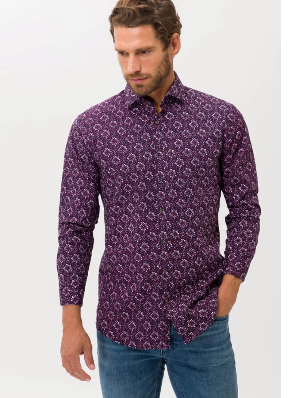 Lavender Harold P Hi Flex Easy Care Shirt | Brax Men's Shirts Collection |  Sam's Tailoring Fine Men Clothing