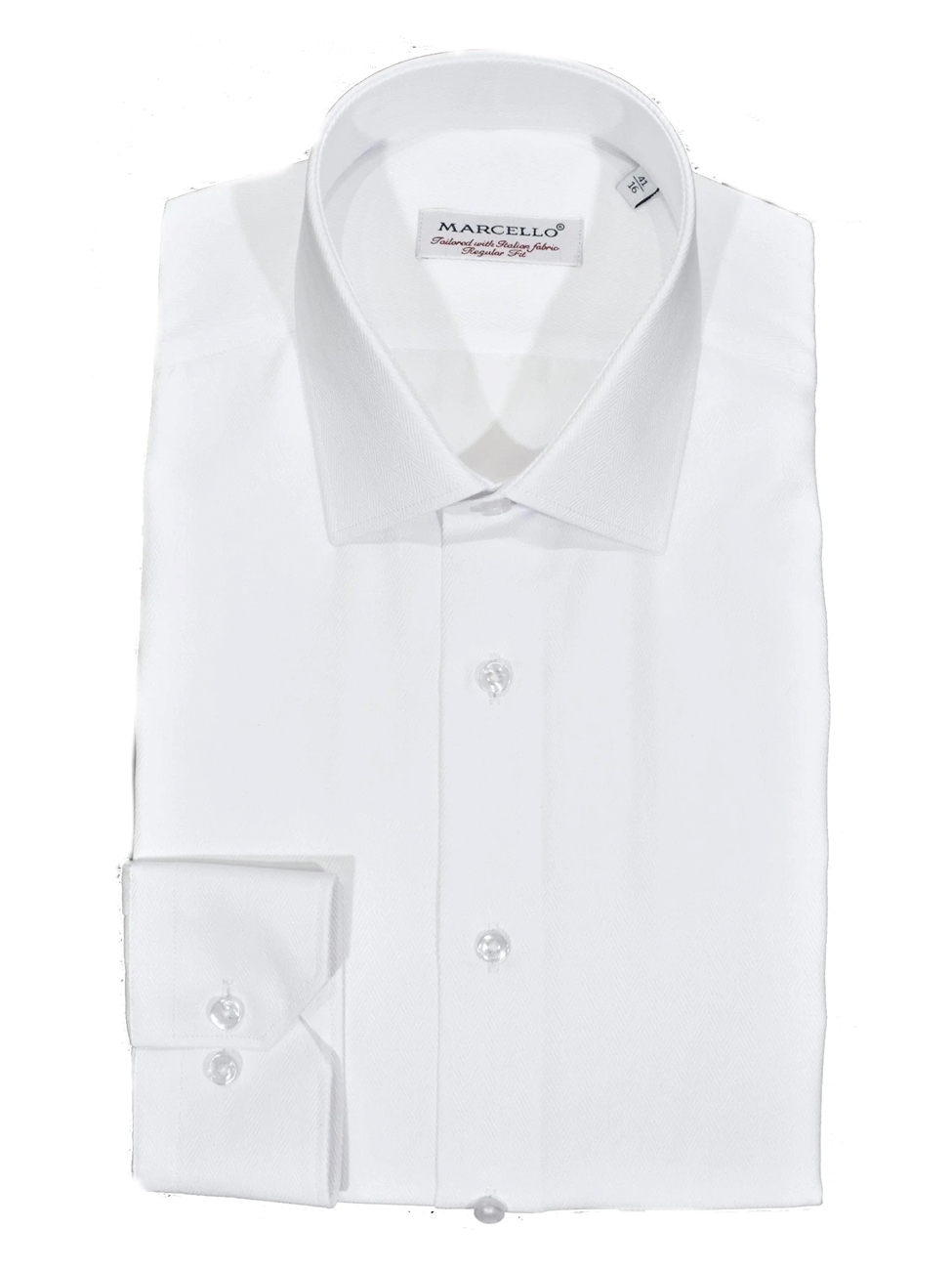 White Herringbone Fabric Men's Dress Shirt | Marcello Dress Shirts ...