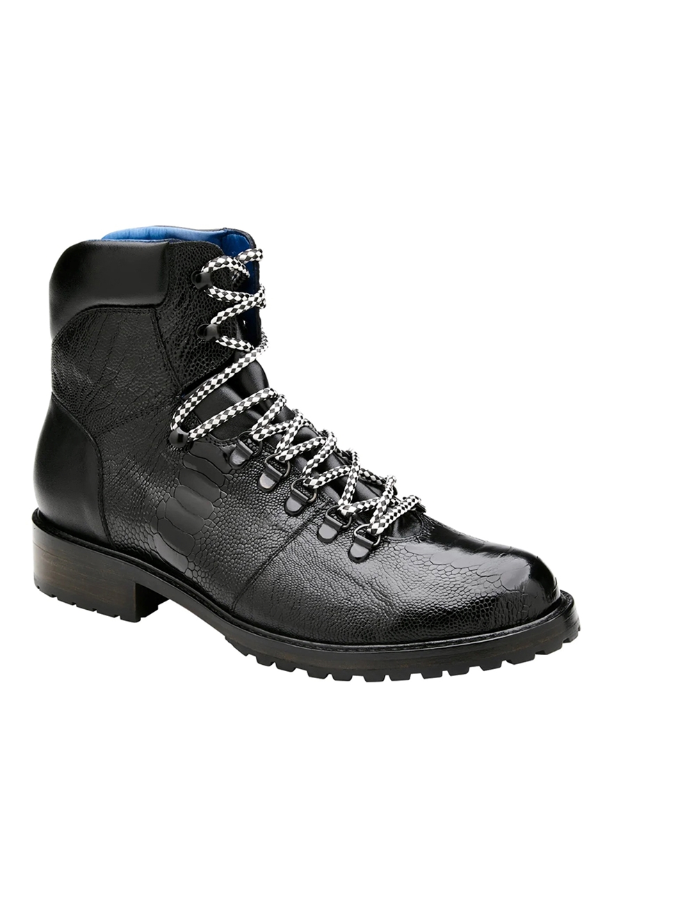 Black Genuine Ostrich Leg Como Men's Boot Belvedere Boots Collection