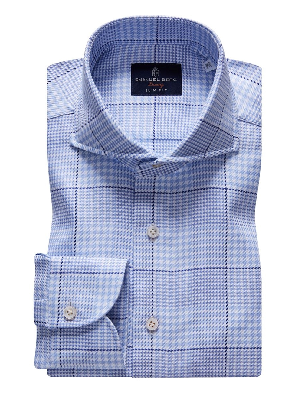 Bright Blue Extra Fine Dobby Premium Luxury Dress Shirt | Emanuel Berg ...