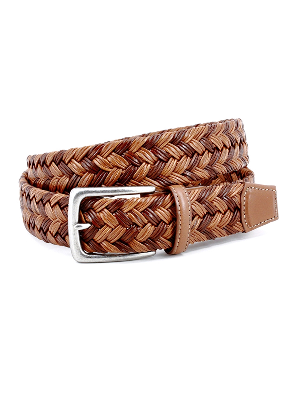 Braided elastic leather belt, Brown, Crafted in Italy – Timothée Paris