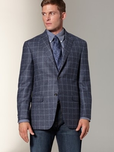 Hart Schaffner Marx Heathered Blue Windowpane Sportcoat 429305326 - Sportcoats | Sam's Tailoring Fine Men's Clothing