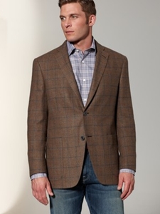 Hart Schaffner Marx Brown Melange Windowpane Sportcoat 546338764 - Sportcoats | Sam's Tailoring Fine Men's Clothing