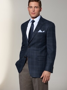 Hart Schaffner Marx Navy Melange Plaid Sportcoat 343305702/832 - Sportcoats | Sam's Tailoring Fine Men's Clothing