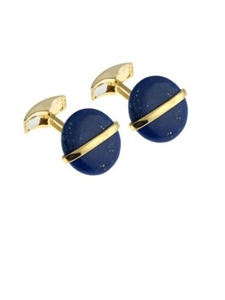 Tateossian London Gold Cufflinks with Round Lapis BTS9004 - 18k Carat Gold Cufflinks | Sam's Tailoring Fine Men's Clothing