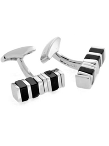 Tateossian London Black Agate & Silver Rotating Square Cufflinks CL0484-Black Agate - Cufflinks | Sam's Tailoring Fine Men's Clothing