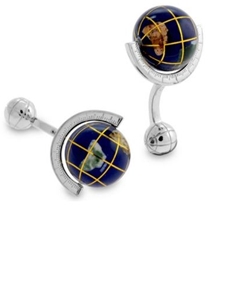 Tateossian London Silver Globe Cufflinks - BTS2608 - Cufflinks | Sam's Tailoring Fine Men's Clothing