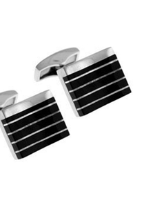 Tateossian London Rectangular Stripe Onyx Cufflinks CUF0192 - Cufflinks | Sam's Tailoring Fine Men's Clothing