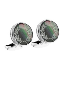 Tateossian London Silver Crystal Reverse Intaglio Round, Victory CL1520 - Cufflinks | Sam's Tailoring Fine Men's Clothing