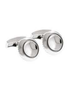 Tateossian London Groove Round Silver Pure CL1070 - Cufflinks | Sam's Tailoring Fine Men's Clothing