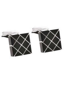 Tateossian London Black Agate Silver Quadro Harlequin CL2089 - Cufflinks | Sam's Tailoring Fine Men's Clothing