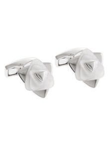 Tateossian London White Mop Silver Rotating Pyramid CL2094 - Cufflinks | Sam's Tailoring Fine Men's Clothing