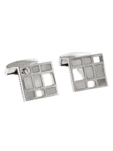 Tateossian London White Mop Silver Mondrianesque CL2161 - Cufflinks | Sam's Tailoring Fine Men's Clothing