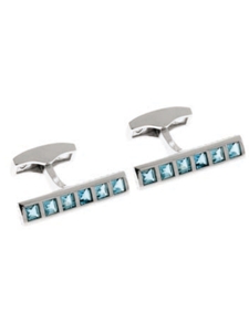 Tateossian London Blue Topaz Silver Gem Windows Rect CL1454 - Cufflinks | Sam's Tailoring Fine Men's Clothing