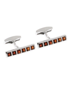 Garnet Silver Gem Windows Rect CL1453 - Cufflinks | Sam's Tailoring Fine Men's Clothing