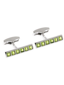 Tateossian London Peridot Silver Gem Windows Rect CL1455 - Cufflinks | Sam's Tailoring Fine Men's Clothing