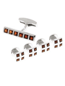 Tateossian London Garnet Silver Gem Windows Rect SC0027 - Cufflinks | Sam's Tailoring Fine Men's Clothing