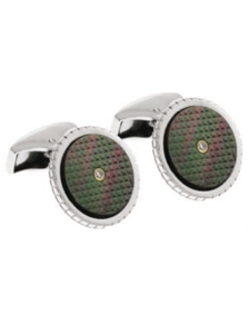 Tateossian London Black Mother of Pearl Round Silver Sartorial Diamond CL1487 - Cufflinks | Sam's Tailoring Fine Men's Clothing