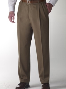 Hart Schaffner Marx Gabardine Taupe Double Pleat Trouser 535215474719 - Trousers | Sam's Tailoring Fine Men's Clothing