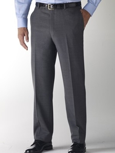 Hart Schaffner Marx Gabardine Grey Flat Front Trouser 535215464729 - Trousers | Sam's Tailoring Fine Men's Clothing