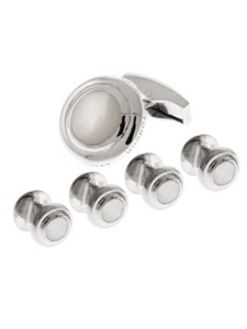 Tateossian London Mother of Pearl Silver Bond Street Round SC0020 - Cufflinks | Sam's Tailoring Fine Men's Clothing