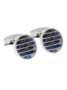 Tateossian London Lapis Silver Tower Bridge Round CL0999 - Cufflinks | Sam's Tailoring Fine Men's Clothing