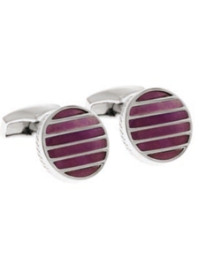 Tateossian London Purple Jade Silver Tower Bridge Round CL1000 - Cufflinks | Sam's Tailoring Fine Men's Clothing