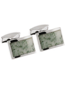 Tateossian London Green Zebra Silver Royal Exchange Rect CL1554 - Cufflinks | Sam's Tailoring Fine Men's Clothing