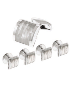 Tateossian London Mother of Pearl Silver Slice D-Shape SC0016 - Cufflinks | Sam's Tailoring Fine Men's Clothing