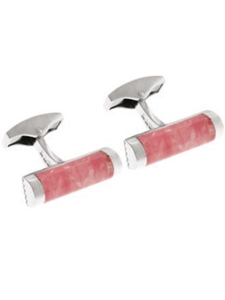 Tateossian London Rose Quartz Silver Slices Cyclinder CL0991 - Cufflinks | Sam's Tailoring Fine Men's Clothing