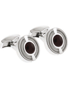 Tateossian London Garnet Silver Snake Round CL0495 - Cufflinks | Sam's Tailoring Fine Men's Clothing