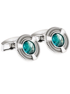 Tateossian London Blue Silver CZ Snake Round CL0995 - Cufflinks | Sam's Tailoring Fine Men's Clothing