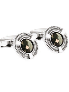 Tateossian London Green Silver CZ Snake Round CL0996 - Cufflinks | Sam's Tailoring Fine Men's Clothing