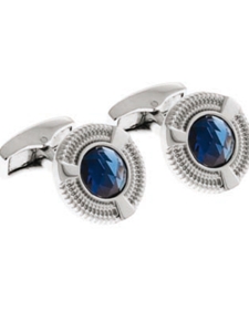 Tateossian London Dark Blue Silver CZ Snake Round CL0997 - Cufflinks | Sam's Tailoring Fine Men's Clothing