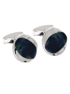 Tateossian London Sodalite Silver Dune Round CL1411 - Cufflinks | Sam's Tailoring Fine Men's Clothing