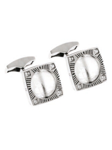 Tateossian London Crystal Globe Silver Frame CL0631 - Cufflinks | Sam's Tailoring Fine Men's Clothing