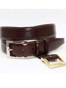 Torino Leather Brown Krinkle Calf Aniline Leather-55211 - Dressy Elegance Belts | Sam's Tailoring Fine Men's Clothing