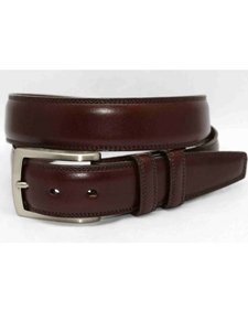 Torino Leather Italian Burnished Kipskin Belt - Brown 55071 - Dressy Elegance Belts | Sam's Tailoring Fine Men's Clothing