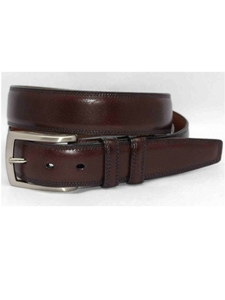Torino Leather Italian Burnished Kipskin Belt - Burgundy Cordovan 55076 - Dressy Elegance Belts | Sam's Tailoring Fine Men's Clothing