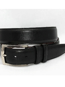 Torino Leather Italian Burnished Calfskin Belt - Black - 55130 - Dressy Elegance Belts | Sam's Tailoring Fine Men's Clothing