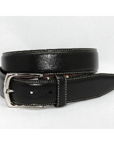 Torino Leather Burnished Tumbled Leather Belt - Black 61550 - Dress Casual Belts | Sam's Tailoring Fine Men's Clothing