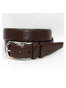 Torino Leather Italian Bulgaro Calfskin Belt - Brown 55771 - Dress Casual Belts | Sam's Tailoring Fine Men's Clothing