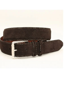 Torino Leather European Sueded Calfskin Belt - Brown 54011 - Cool Casual Belts | Sam's Tailoring Fine Men's Clothing