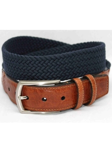 Torino Leather Italian Woven Cotton Elastic Belt - Navy 69500 - Resort Casual Belts | Sam's Tailoring Fine Men's Clothing