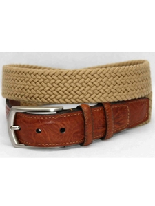 Torino Leather Italian Woven Cotton Elastic Belt - Camel 69502 - Resort Casual Belts | Sam's Tailoring Fine Men's Clothing