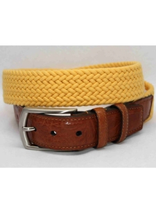 Torino Leather Italian Woven Cotton Elastic Belt - Yellow 69506 - Resort Casual Belts | Sam's Tailoring Fine Men's Clothing
